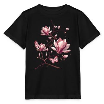 Magnolias et papillons – une beauté délicate - T-shirt bio MINI CREATOR Stanley/Stella Enfant - noir - Devant - Mikhail (115cm)