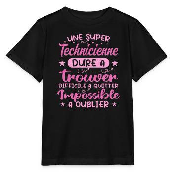 Une Super Technicienne - Cadeau technicienne - T-shirt bio MINI CREATOR Stanley/Stella Enfant - noir - Devant - Mikhail (115cm)