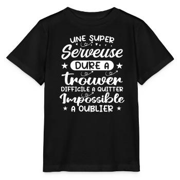 Une Super Serveuse - Cadeau serveuse - T-shirt bio MINI CREATOR Stanley/Stella Enfant - noir - Devant - Mikhail (115cm)