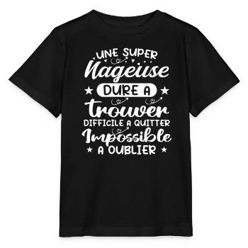 Une Super Nageuse - Cadeau nageuse - T-shirt bio MINI CREATOR Stanley/Stella Enfant - noir - Devant - Mikhail (115cm)