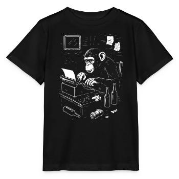 Dactylo singe sur une machine à écrire vintage - T-shirt bio MINI CREATOR Stanley/Stella Enfant - noir - Devant - Mikhail (115cm)