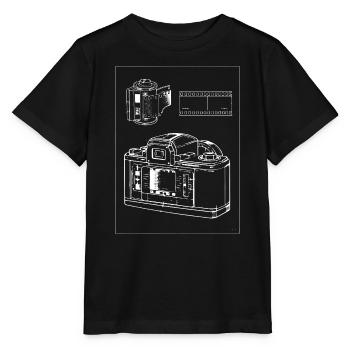 Retro Camera Line Art with Film Strip - Stanley/Stella MINI CREATOR Kids’ T-Shirt - black - Front - Mikhail (115cm)