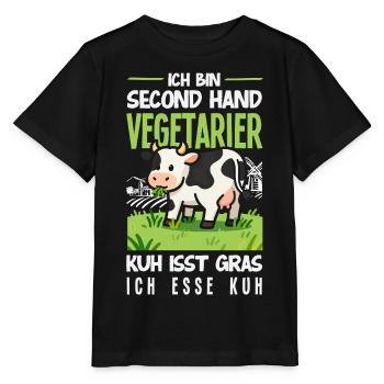Second Hand Vegetarier Kuh Isst Gras Fleisch - Stanley/Stella Kinder T-Shirt MINI CREATOR  - Schwarz - Vorne - Mikhail (115cm)