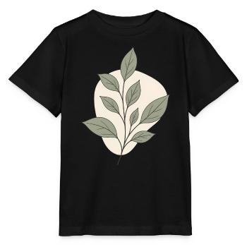 Minimalistischer Botanik Zweig Line Art Ästhetik - Stanley/Stella Kinder T-Shirt MINI CREATOR  - Schwarz - Vorne - Mikhail (115cm)