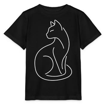 Cat tomcat silhouette of white lines - Stanley/Stella MINI CREATOR Kids’ T-Shirt - black - Front - Mikhail (115cm)