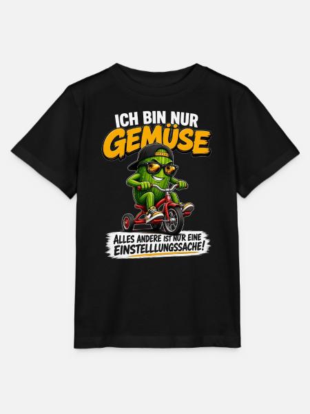 Ich bin nur Gemüse Trike Spruch - Stanley/Stella Kinder T-Shirt MINI CREATOR  - Schwarz