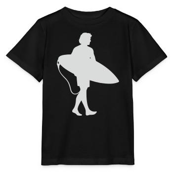 Surfer Silhouette am Surfbrett - Stanley/Stella Kinder T-Shirt MINI CREATOR  - Schwarz - Vorne - Mikhail (115cm)