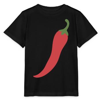 Chilischote Lebensmittel Illustration Geschenkidee - Stanley/Stella Kinder T-Shirt MINI CREATOR  - Schwarz - Vorne - Mikhail (115cm)