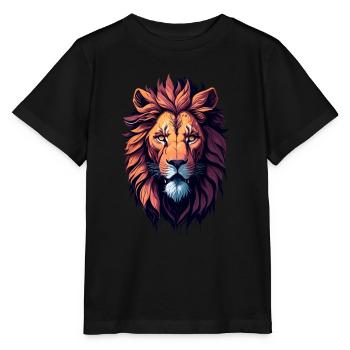 Illustration du lion - T-shirt bio MINI CREATOR Stanley/Stella Enfant - noir - Devant - Mikhail (115cm)