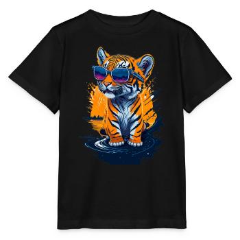 Niedlicher Baby-Tiger - Stanley/Stella Kinder T-Shirt MINI CREATOR  - Schwarz - Vorne - Mikhail (115cm)