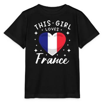 Frankreich Flagge Herz Französische Fahne - Stanley/Stella Kinder T-Shirt MINI CREATOR  - Schwarz - Vorne - Mikhail (115cm)