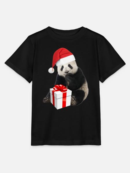 WEIHNACHTS-PANDA - Stanley/Stella Kinder T-Shirt MINI CREATOR  - Schwarz