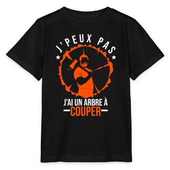 J'peux pas j'ai un arbre à couper. Humour bûcheron - T-shirt bio MINI CREATOR Stanley/Stella Enfant - noir - Devant - Mikhail (115cm)