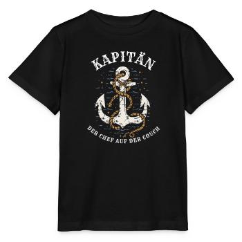Kapitän - Der Chef auf der Couch - Stanley/Stella Kinder T-Shirt MINI CREATOR  - Schwarz - Vorne - Mikhail (115cm)