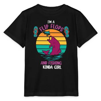 Ich bin ein Flip Flop und Fischer Mädchen - Stanley/Stella Kinder T-Shirt MINI CREATOR  - Schwarz - Vorne - Mikhail (115cm)