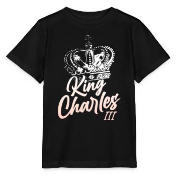 Britischer König III. Charles Coronung 2023 - Stanley/Stella Kinder T-Shirt MINI CREATOR  - Schwarz - Vorne - Mikhail (115cm)