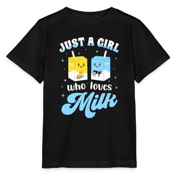 Just A Girl Who Loves Milk - Stanley/Stella Kinder T-Shirt MINI CREATOR  - Schwarz - Vorne - Mikhail (115cm)