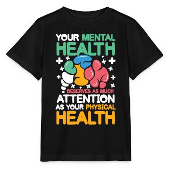 Mental Health Deserves Your Physical Health - Stanley/Stella Kinder T-Shirt MINI CREATOR  - Schwarz - Vorne - Mikhail (115cm)