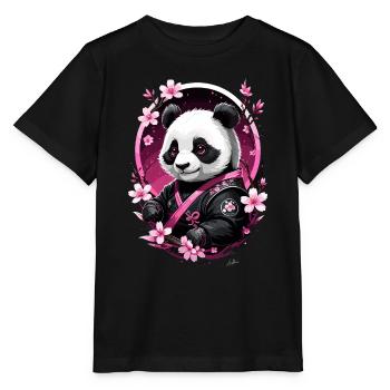 Panda japon rose asie - T-shirt bio MINI CREATOR Stanley/Stella Enfant - noir - Devant - Mikhail (115cm)