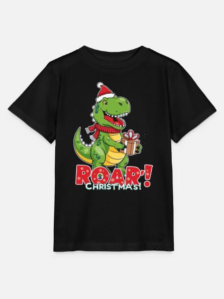 Weihnachtlicher Dinosaurier – ROAR - Stanley/Stella Kinder T-Shirt MINI CREATOR - Schwarz