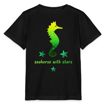 Hippocampe vert avec astérisque - T-shirt bio MINI CREATOR Stanley/Stella Enfant - noir - Devant - Mikhail (115cm)