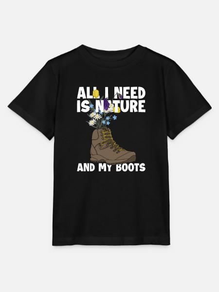 Nature And My Boots Hiking Trekking Bergwandern - Stanley/Stella Kinder T-Shirt MINI CREATOR - Schwarz