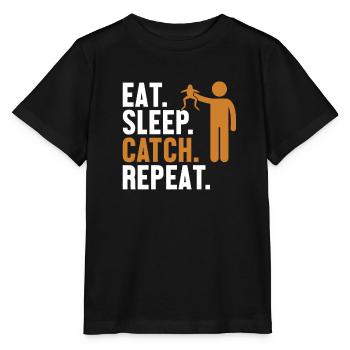 Eat Sleep Catch Repeat Tadpole Tree Frog - Stanley/Stella MINI CREATOR Kids’ T-Shirt - black - Front - Mikhail (115cm)