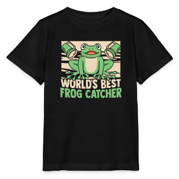 World's Best Frog Catcher Toad Tadpole Frog - Stanley/Stella MINI CREATOR Kids’ T-Shirt - black - Front - Mikhail (115cm)