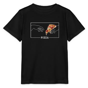 Michelangelo Création d’Adam Pizza Pizza - T-shirt bio MINI CREATOR Stanley/Stella Enfant - noir - Devant - Mikhail (115cm)