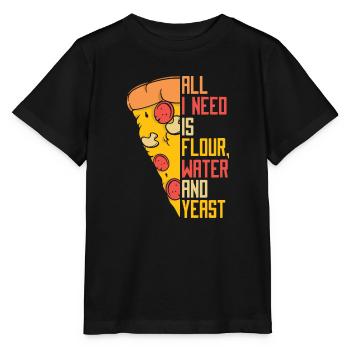 Tout ce dont j’ai besoin est de l’eau de farine et du plateau à pizza à la levure - T-shirt bio MINI CREATOR Stanley/Stella Enfant - noir - Devant - Mikhail (115cm)
