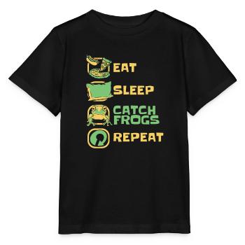 Eat Sleep Catch Frogs Repeat Toad Tadpole - Stanley/Stella MINI CREATOR Kids’ T-Shirt - black - Front - Mikhail (115cm)