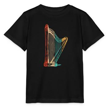 Retro concert harpe harpe musique harpe harpe harpe joueur - T-shirt bio MINI CREATOR Stanley/Stella Enfant - noir - Devant - Mikhail (115cm)