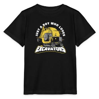 Just A Boy Who Loves Excavators Duty cycle crawler crane - Stanley/Stella MINI CREATOR Kids’ T-Shirt - black - Front - Mikhail (115cm)