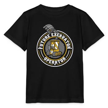 Future Excavator Operator Excavator Duty cycle crawler crane - Stanley/Stella MINI CREATOR Kids’ T-Shirt - black - Front - Mikhail (115cm)