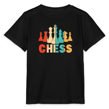 Joueur rétro Grand maître Reine Échecs professionnels - T-shirt bio MINI CREATOR Stanley/Stella Enfant - noir - Devant - Mikhail (115cm)