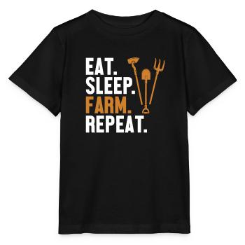Eat Sleep Farm Repeat Agriculture Organic Farmer - Stanley/Stella MINI CREATOR Kids’ T-Shirt - black - Front - Mikhail (115cm)