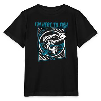 Je suis ici pour pêcher, pêcheur au fil, pêcheur en haute mer, pêcheur à la ligne - T-shirt bio MINI CREATOR Stanley/Stella Enfant - noir - Devant - Mikhail (115cm)
