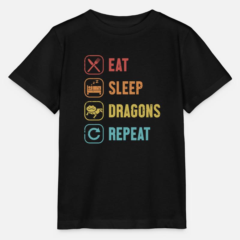 Eat Sleep Dragons Repeat Pogona Pet Lizard - Stanley/Stella Kinder T-Shirt MINI CREATOR - Schwarz