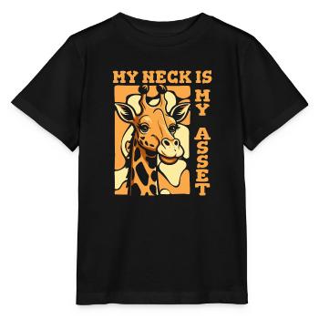 My Neck Is My Asset Giraffidae Nubian African - Stanley/Stella MINI CREATOR Kids’ T-Shirt - black - Front - Mikhail (115cm)