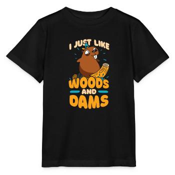 Ich mag einfach Wälder und Dämme Castor Canadensis - Stanley/Stella Kinder T-Shirt MINI CREATOR  - Schwarz - Vorne - Mikhail (115cm)