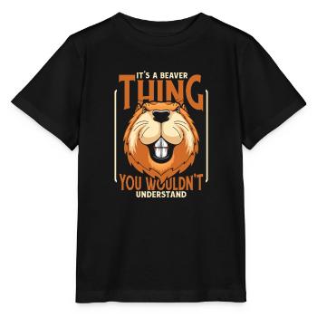 Es ist eine Bibersache Nordamerikanischer Eurasischer Biber - Stanley/Stella Kinder T-Shirt MINI CREATOR  - Schwarz - Vorne - Mikhail (115cm)