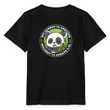 99% Bamboo 1% Ambition Panda Bear Friend Lover - Stanley/Stella MINI CREATOR Kids’ T-Shirt - black - Front - Mikhail (115cm)