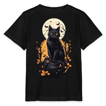Halloween Cat Full Moon Aesthetic Design - Stanley/Stella MINI CREATOR Kids’ T-Shirt - black - Front - Mikhail (115cm)