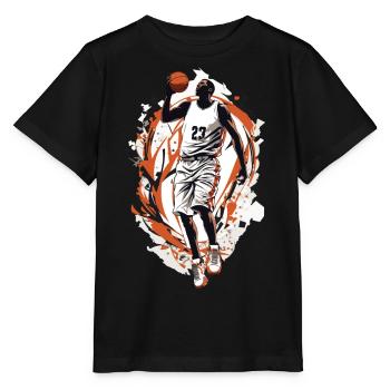 Dynamic Basketball Free Throw Basketball Player - Stanley/Stella MINI CREATOR Kids’ T-Shirt - black - Front - Mikhail (115cm)