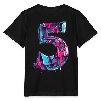 NO. 5 NUMBER 5 COOL 5TH BIRTHDAY - Stanley/Stella MINI CREATOR Kids’ T-Shirt - black - Front - Mikhail (115cm)