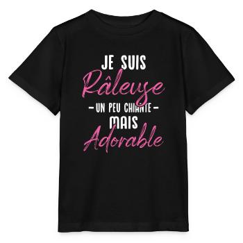 Je suis râleuse un peu chiante mais adorable - T-shirt bio MINI CREATOR Stanley/Stella Enfant - noir - Devant - Mikhail (115cm)