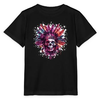 Chef de crâne indien - T-shirt bio MINI CREATOR Stanley/Stella Enfant - noir - Devant - Mikhail (115cm)