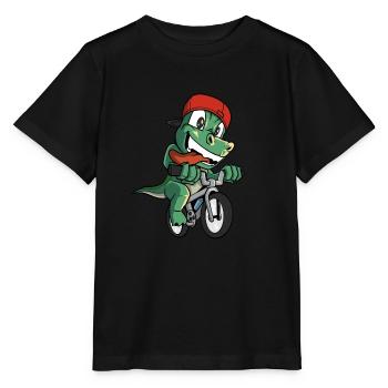 Dinosaure fait du vélo - T-shirt bio MINI CREATOR Stanley/Stella Enfant - noir - Devant - Mikhail (115cm)