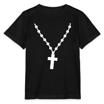 Pendentif avec une croix chrétienne, foi en Dieu - T-shirt bio MINI CREATOR Stanley/Stella Enfant - noir - Devant - Mikhail (115cm)
