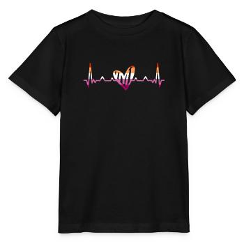 Lesbiennes Lesbiennes Lesbiennes Pride LGBT Pride Battement de cœur - T-shirt bio MINI CREATOR Stanley/Stella Enfant - noir - Devant - Mikhail (115cm)